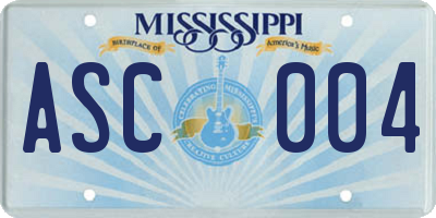 MS license plate ASC004