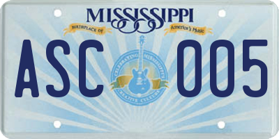 MS license plate ASC005