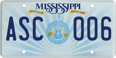 MS license plate ASC006