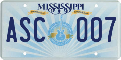 MS license plate ASC007