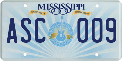 MS license plate ASC009
