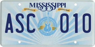 MS license plate ASC010