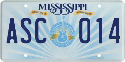 MS license plate ASC014