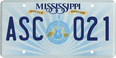 MS license plate ASC021