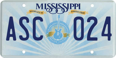 MS license plate ASC024
