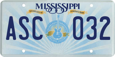 MS license plate ASC032