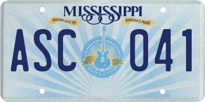 MS license plate ASC041