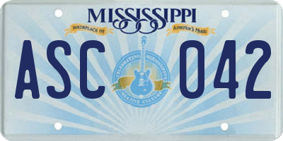 MS license plate ASC042