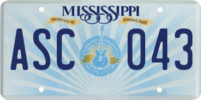 MS license plate ASC043