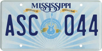 MS license plate ASC044