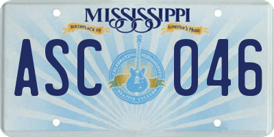 MS license plate ASC046