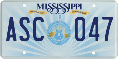 MS license plate ASC047