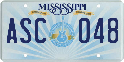 MS license plate ASC048