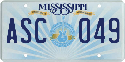 MS license plate ASC049