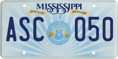 MS license plate ASC050