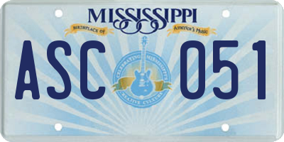 MS license plate ASC051
