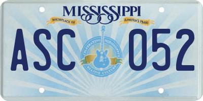 MS license plate ASC052