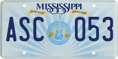 MS license plate ASC053