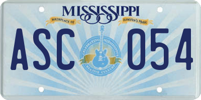 MS license plate ASC054