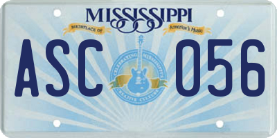 MS license plate ASC056