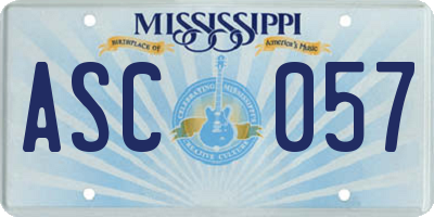 MS license plate ASC057