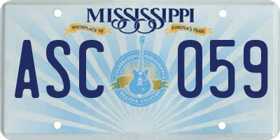 MS license plate ASC059