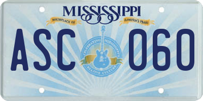 MS license plate ASC060