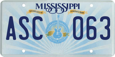 MS license plate ASC063
