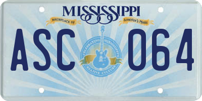 MS license plate ASC064