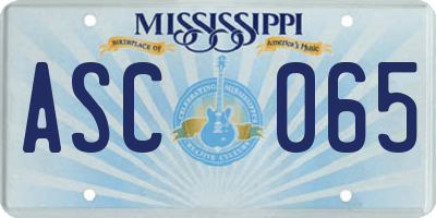 MS license plate ASC065