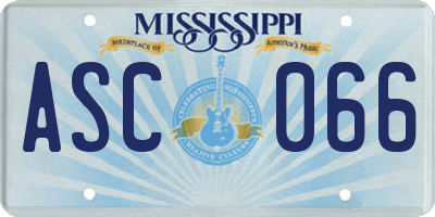 MS license plate ASC066