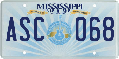 MS license plate ASC068