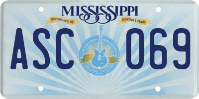 MS license plate ASC069