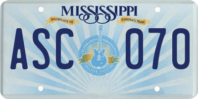 MS license plate ASC070
