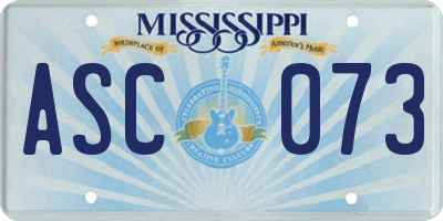 MS license plate ASC073
