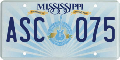 MS license plate ASC075