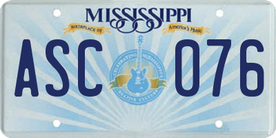 MS license plate ASC076