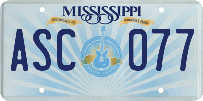MS license plate ASC077