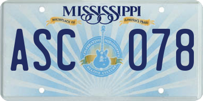 MS license plate ASC078