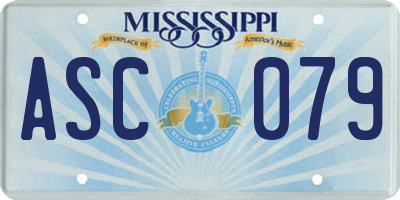 MS license plate ASC079