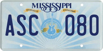 MS license plate ASC080