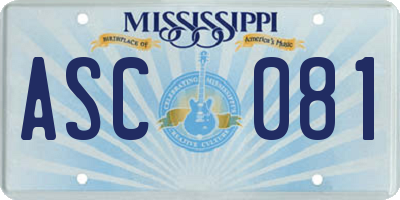 MS license plate ASC081
