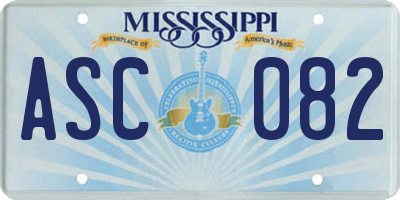 MS license plate ASC082