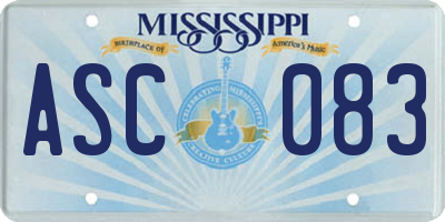 MS license plate ASC083