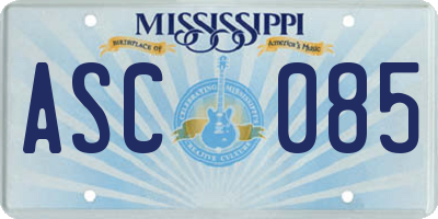 MS license plate ASC085