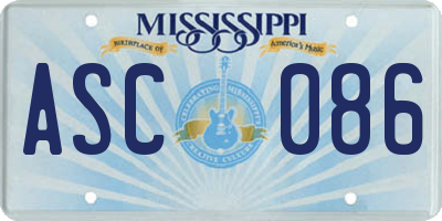MS license plate ASC086