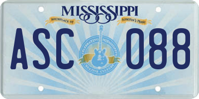 MS license plate ASC088