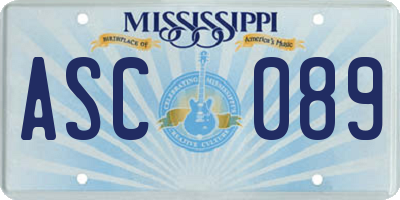 MS license plate ASC089