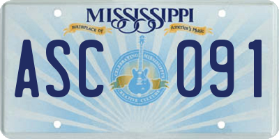MS license plate ASC091