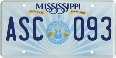 MS license plate ASC093